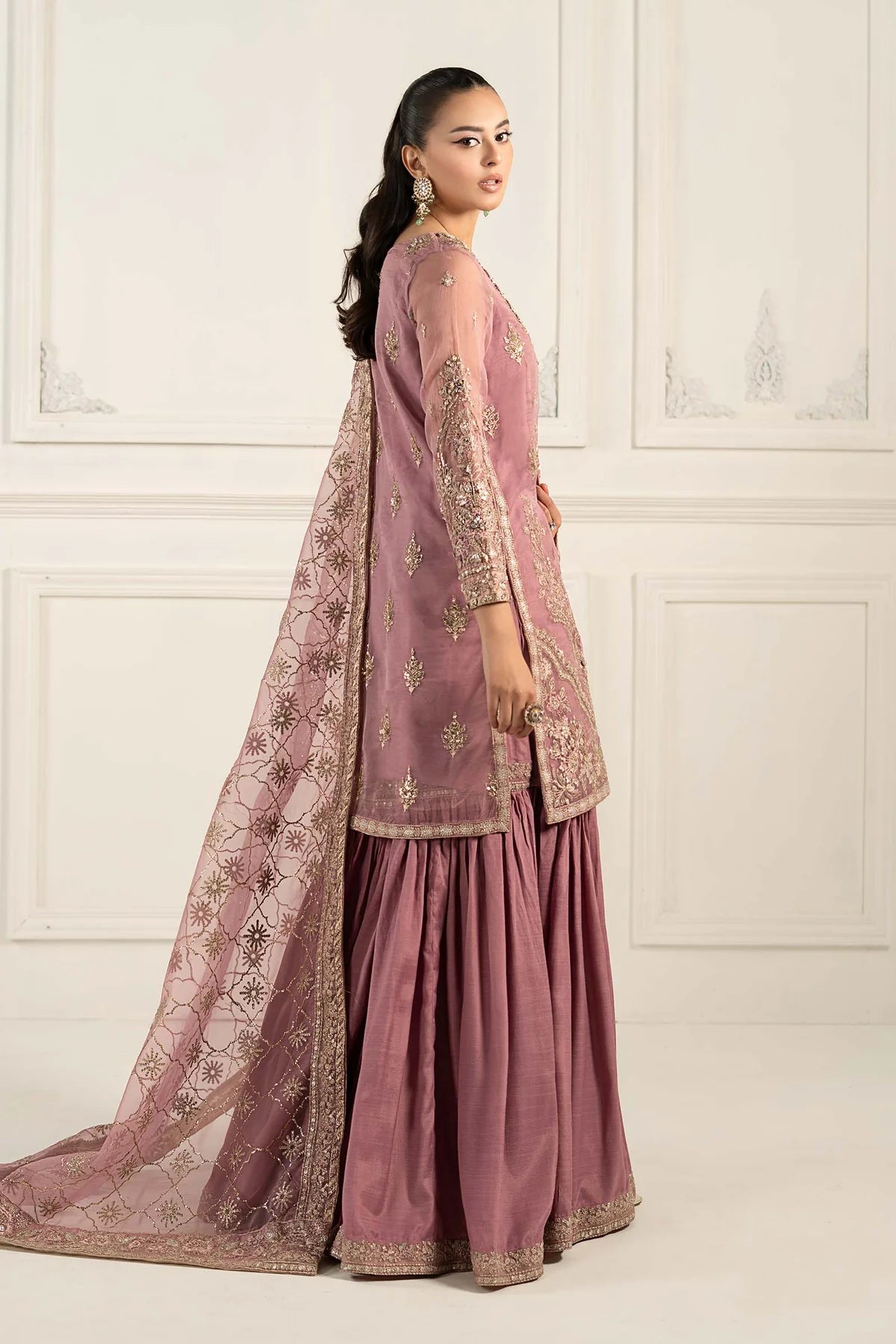 Maria B | Lilac Organza Hand Embellished Gharara