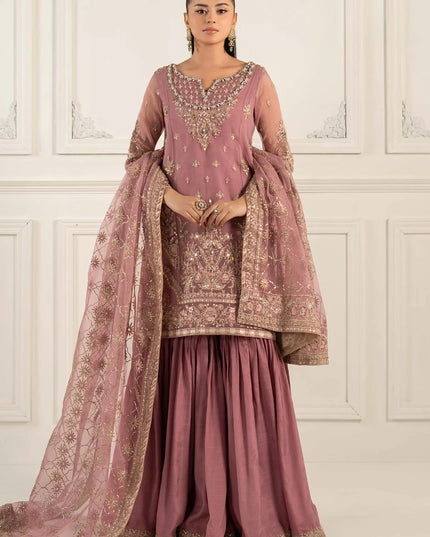Maria B | Lilac Organza Hand Embellished Gharara