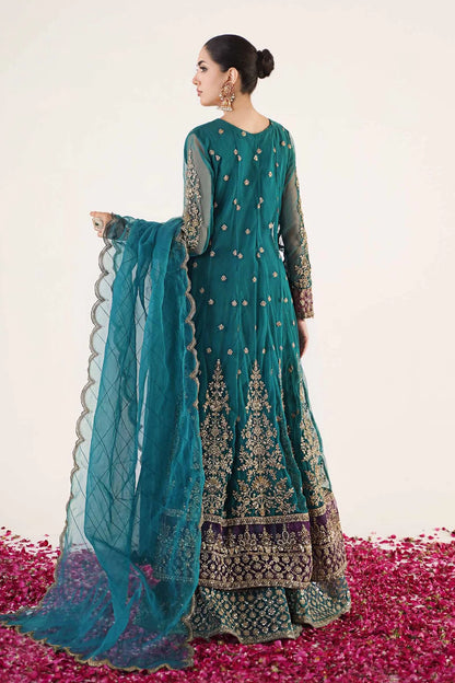 Maria B | Teal Net Embellished Angrakha Lehenga