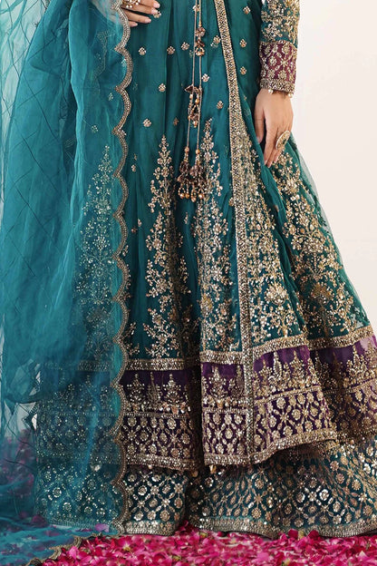 Maria B | Teal Net Embellished Angrakha Lehenga