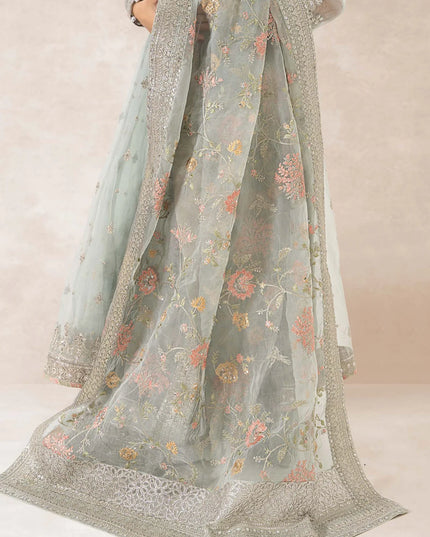 Maria B | Blue Organza Embroidered Angrakha Suit