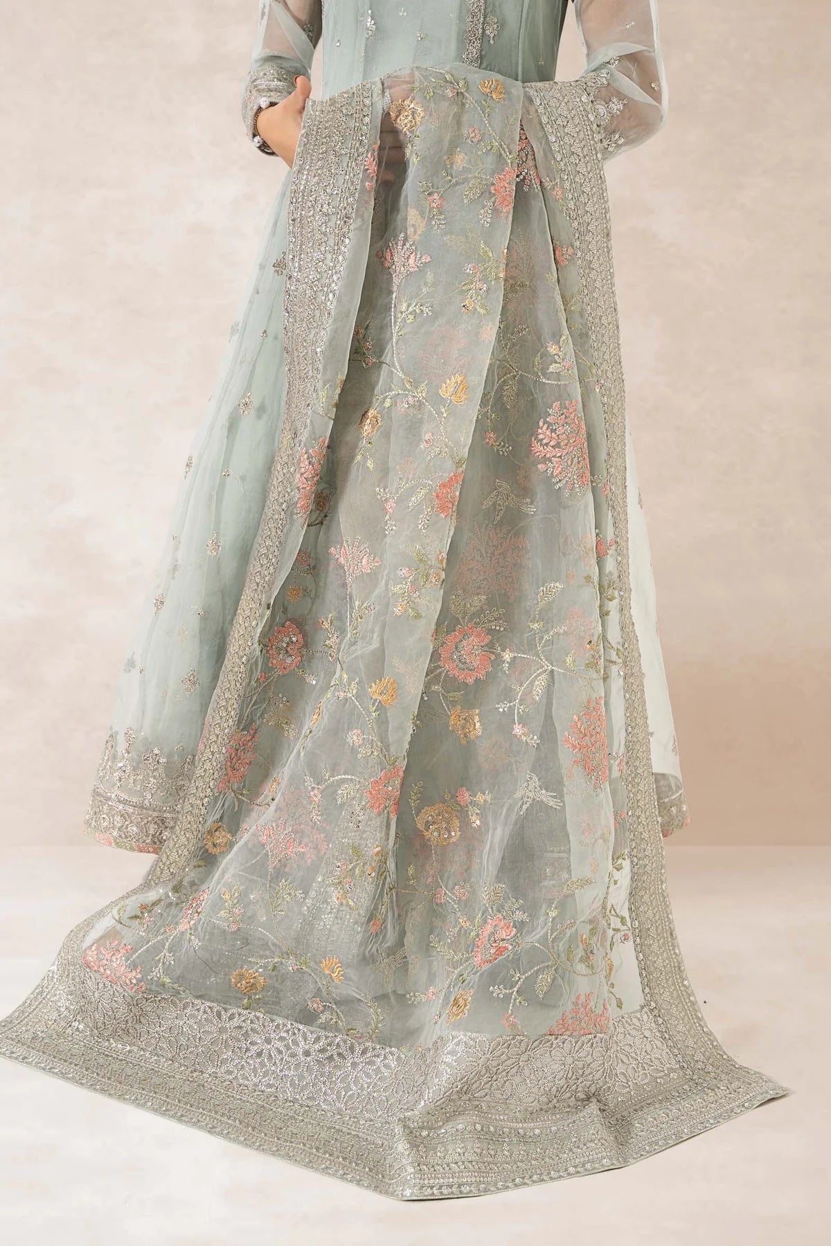 Maria B | Blue Organza Embroidered Angrakha Suit