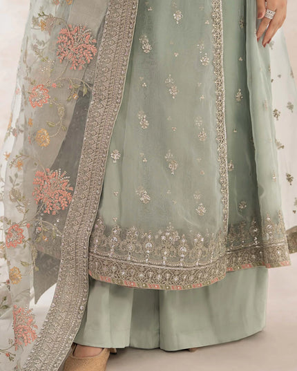 Maria B | Blue Organza Embroidered Angrakha Suit