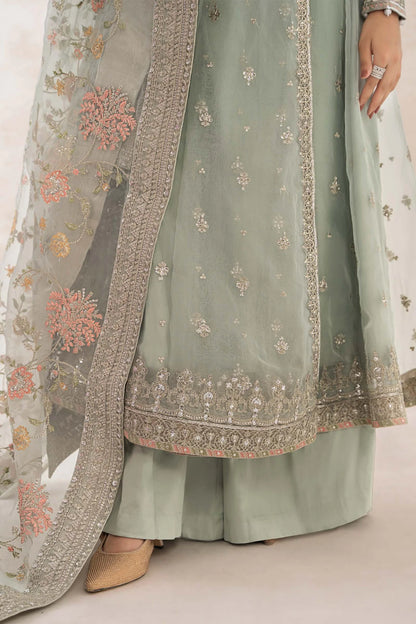 Maria B | Blue Organza Embroidered Angrakha Suit