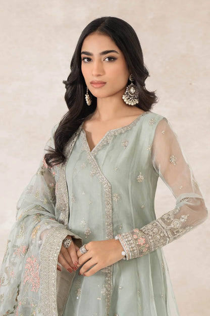 Maria B | Blue Organza Embroidered Angrakha Suit