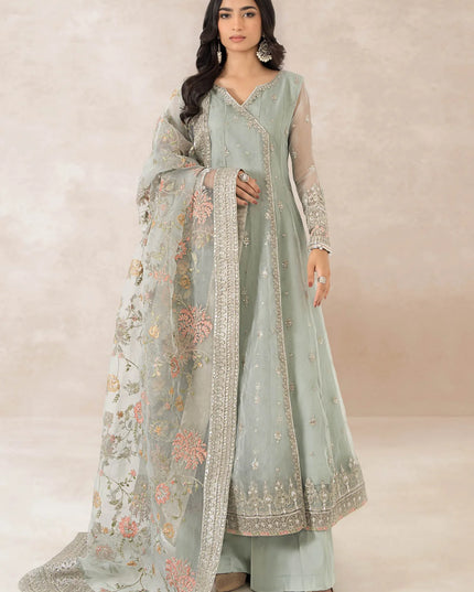 Maria B | Blue Organza Embroidered Angrakha Suit