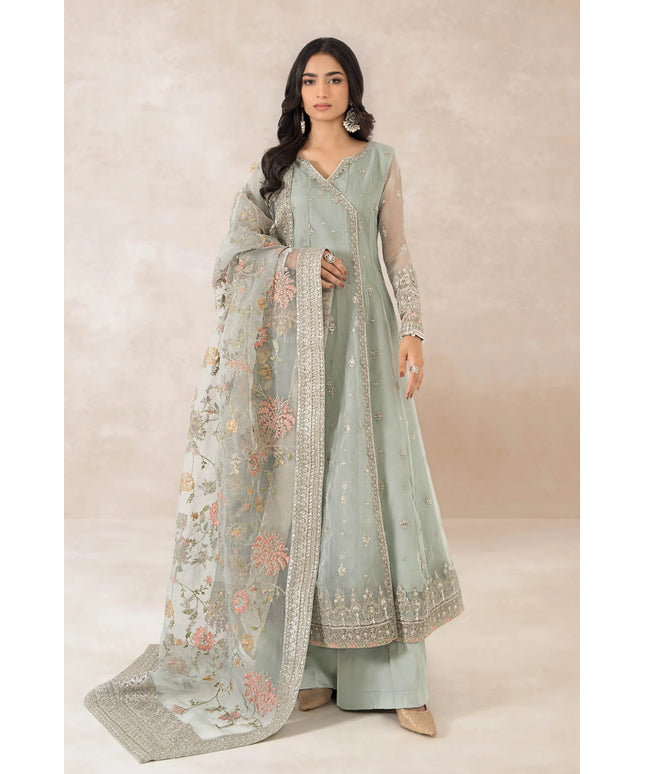 Maria B | Blue Organza Embroidered Angrakha Suit