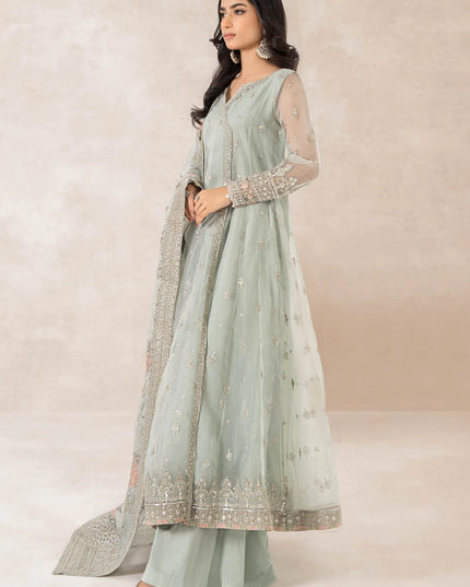 Maria B | Blue Organza Embroidered Angrakha Suit