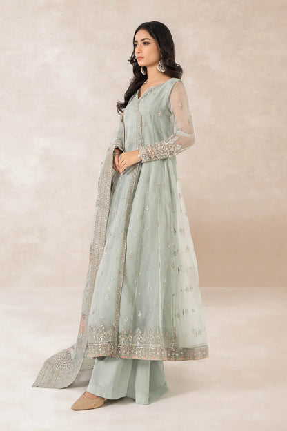 Maria B | Blue Organza Embroidered Angrakha Suit