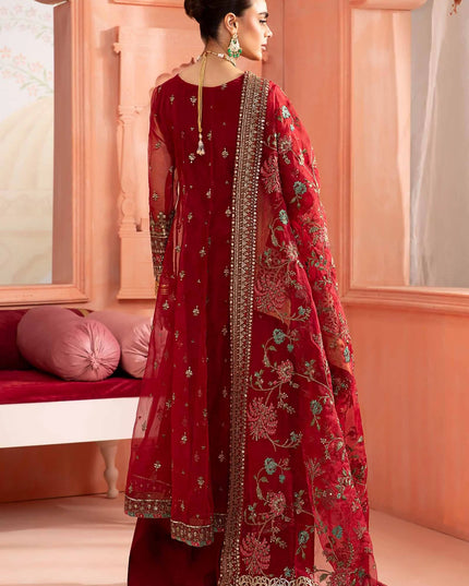 Maria B | Red Organza Hand Embroidered Angrakha Suit