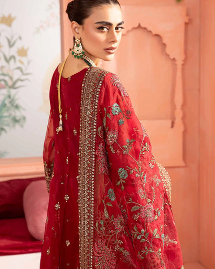 Maria B | Red Organza Hand Embroidered Angrakha Suit