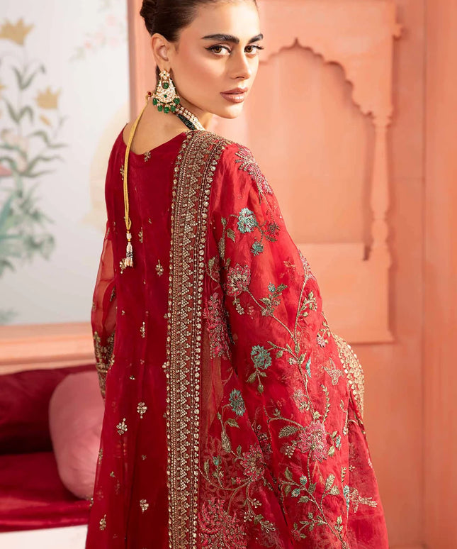 Maria B | Red Organza Hand Embroidered Angrakha Suit