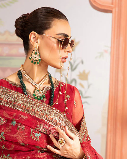 Maria B | Red Organza Hand Embroidered Angrakha Suit