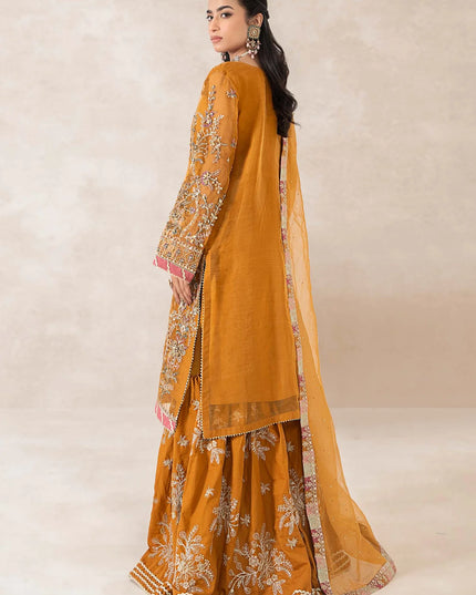 Maria B | Mustard Organza Embroidered Gharara