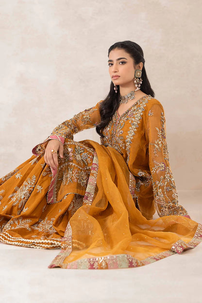 Maria B | Mustard Organza Embroidered Gharara