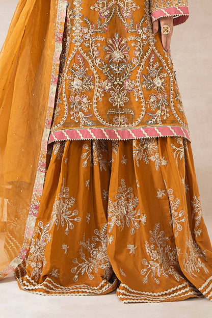 Maria B | Mustard Organza Embroidered Gharara