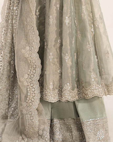Maria B | Ice Blue Embroidered Tissue Suit
