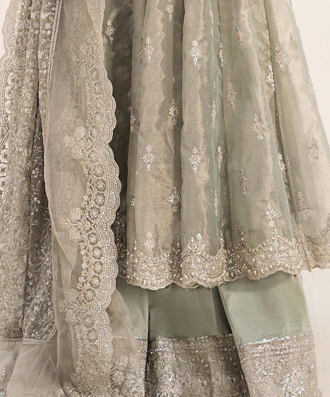 Maria B | Ice Blue Embroidered Tissue Suit