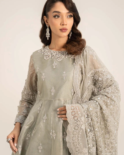 Maria B | Ice Blue Embroidered Tissue Suit