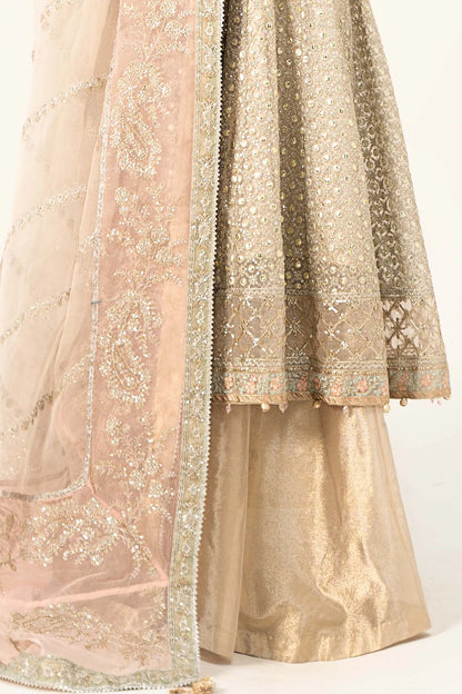 Maria B | Off White Organza Hand Embellished Frock Lehenga