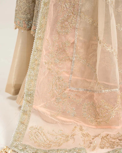 Maria B | Off White Organza Hand Embellished Frock Lehenga
