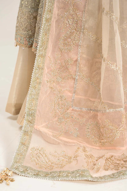 Maria B | Off White Organza Hand Embellished Frock Lehenga