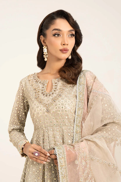 Maria B | Off White Organza Hand Embellished Frock Lehenga