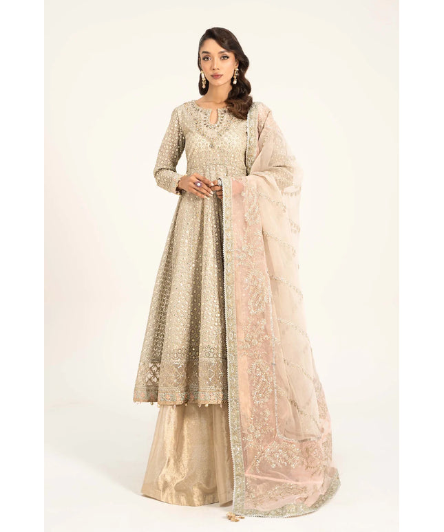 Maria B | Off White Organza Hand Embellished Frock Lehenga