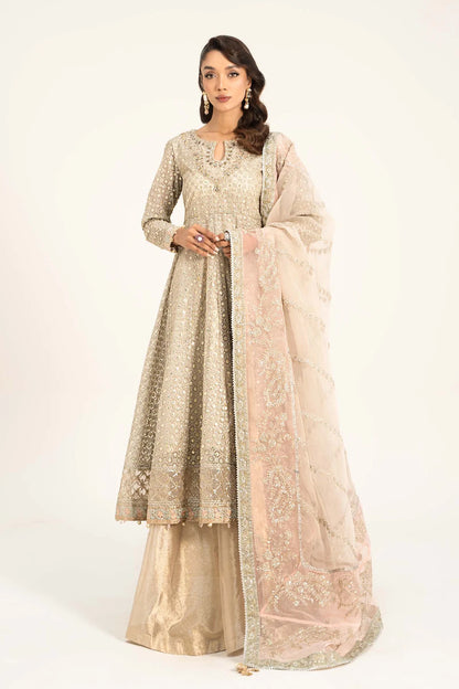 Maria B | Off White Organza Hand Embellished Frock Lehenga