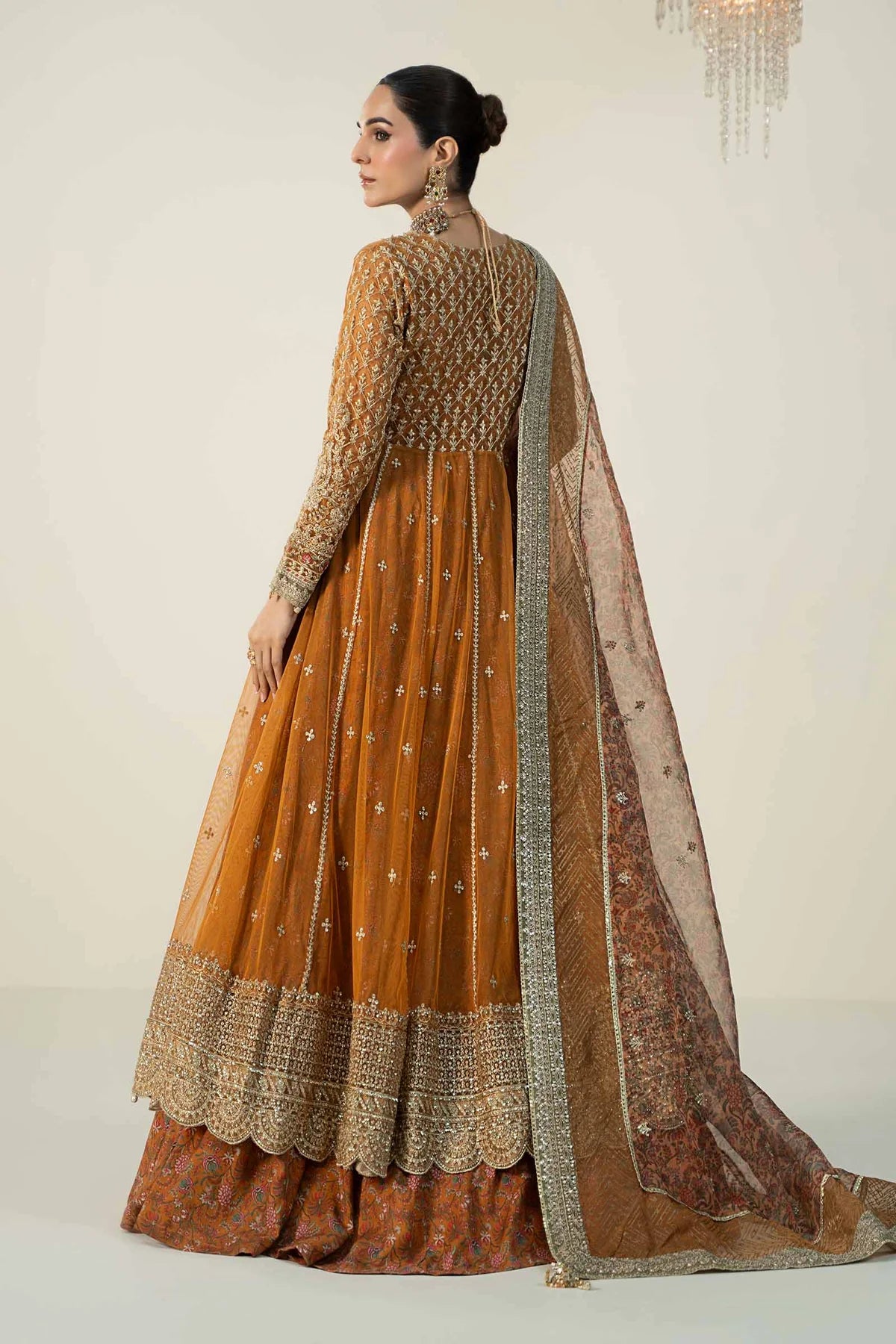 Maria B | Orange Raw Silk Embroidered Sharara