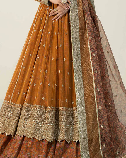 Maria B | Orange Raw Silk Embroidered Sharara