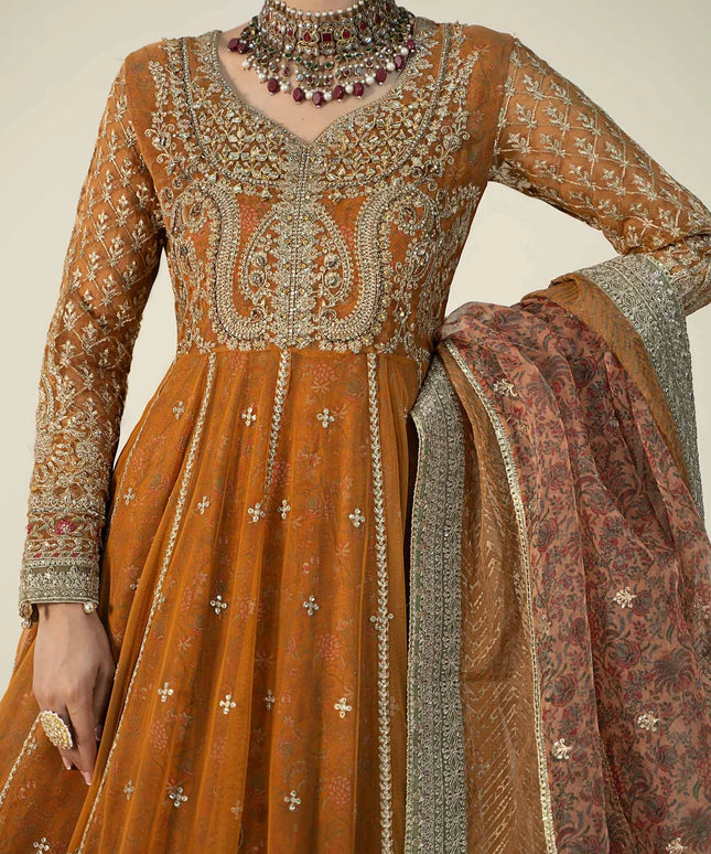 Maria B | Orange Raw Silk Embroidered Sharara