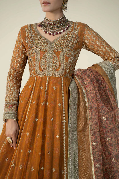 Maria B | Orange Raw Silk Embroidered Sharara