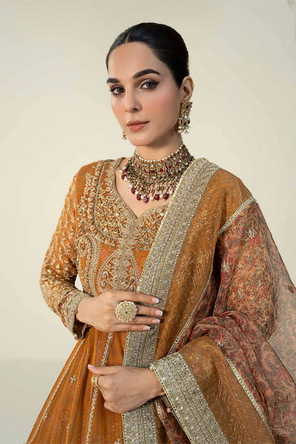 Maria B | Orange Raw Silk Embroidered Sharara