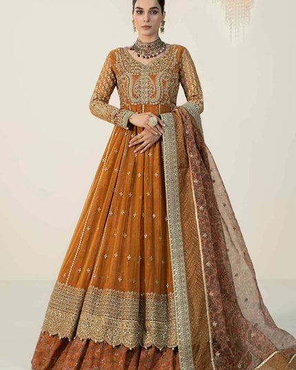 Maria B | Orange Raw Silk Embroidered Sharara
