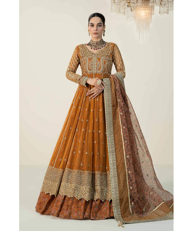 Maria B | Orange Raw Silk Embroidered Sharara