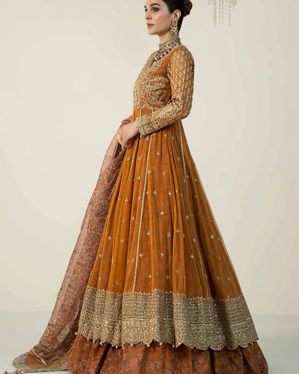 Maria B | Orange Raw Silk Embroidered Sharara