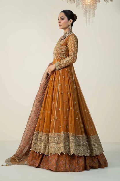 Maria B | Orange Raw Silk Embroidered Sharara
