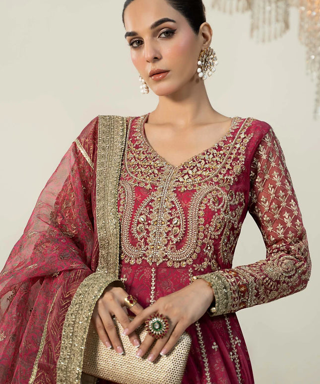 Maria B | Pink Cotton Satin Hand Embellished Sharara