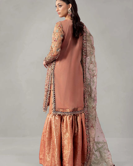 Maria B | Pink Zari Net Embroidered Hand Embellished Gharara