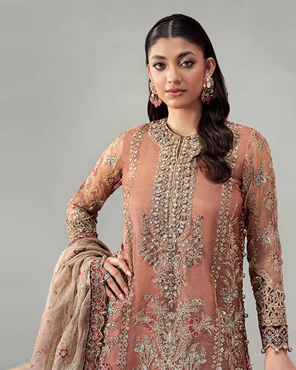 Maria B | Pink Zari Net Embroidered Hand Embellished Gharara