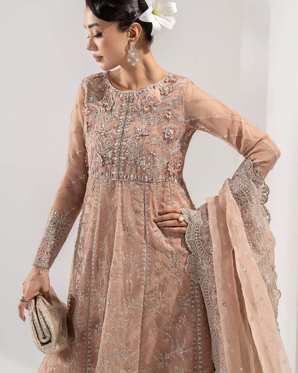 Maria B | Peach Embroidered Organza Suit