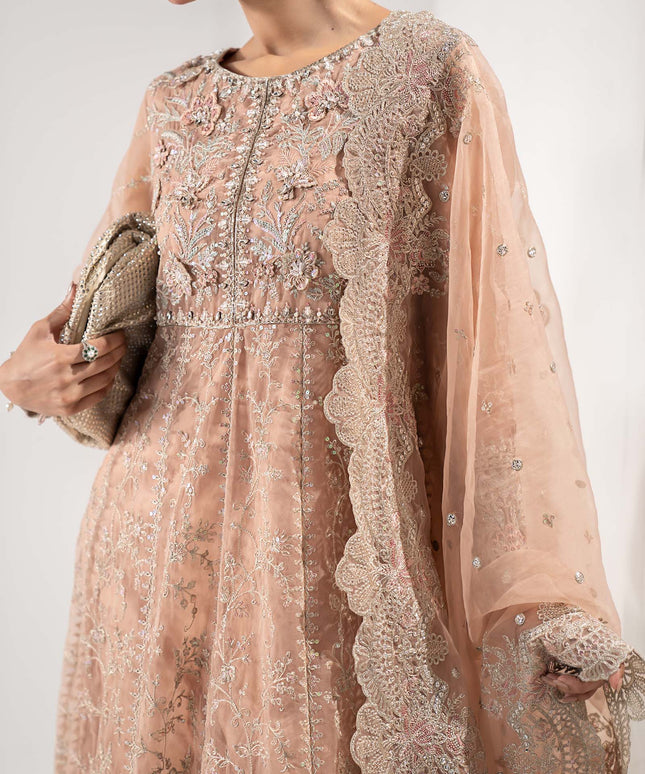 Maria B | Peach Embroidered Organza Suit