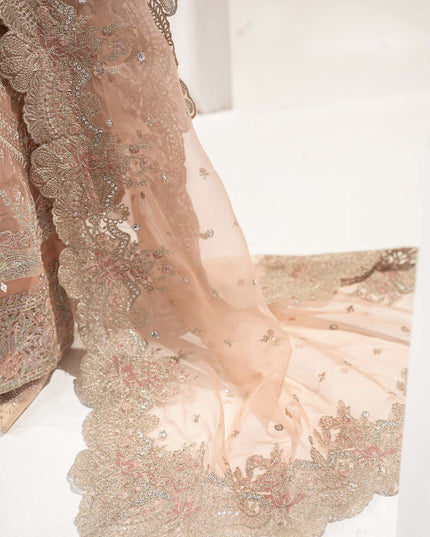 Maria B | Peach Embroidered Organza Suit