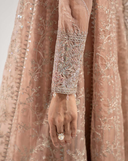 Maria B | Peach Embroidered Organza Suit