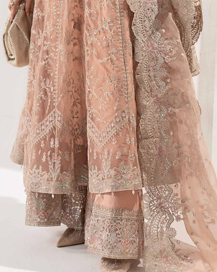 Maria B | Peach Embroidered Organza Suit