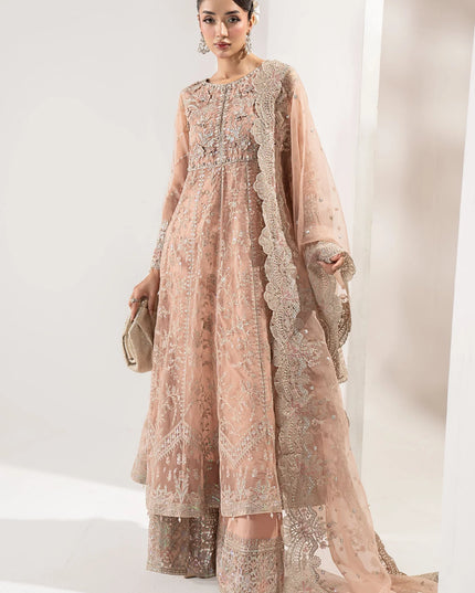 Maria B | Peach Embroidered Organza Suit