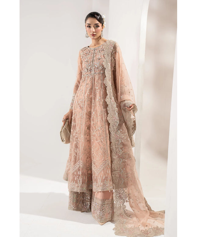 Maria B | Peach Embroidered Organza Suit
