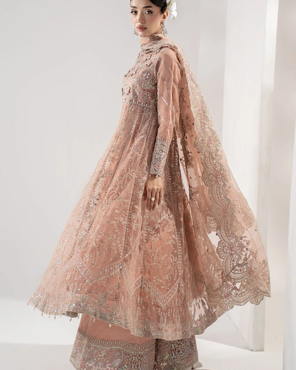 Maria B | Peach Embroidered Organza Suit
