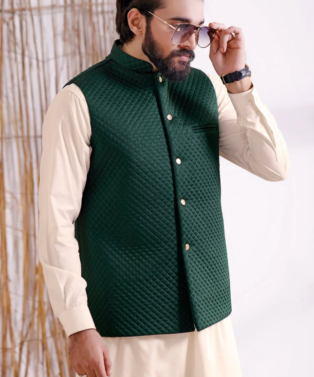 Green Silk Foam Formal Waistcoat